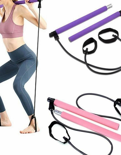 Load image into Gallery viewer, Adjustable Pilates Bar Kit Resistance Band Exercise Stick Toning Gym
