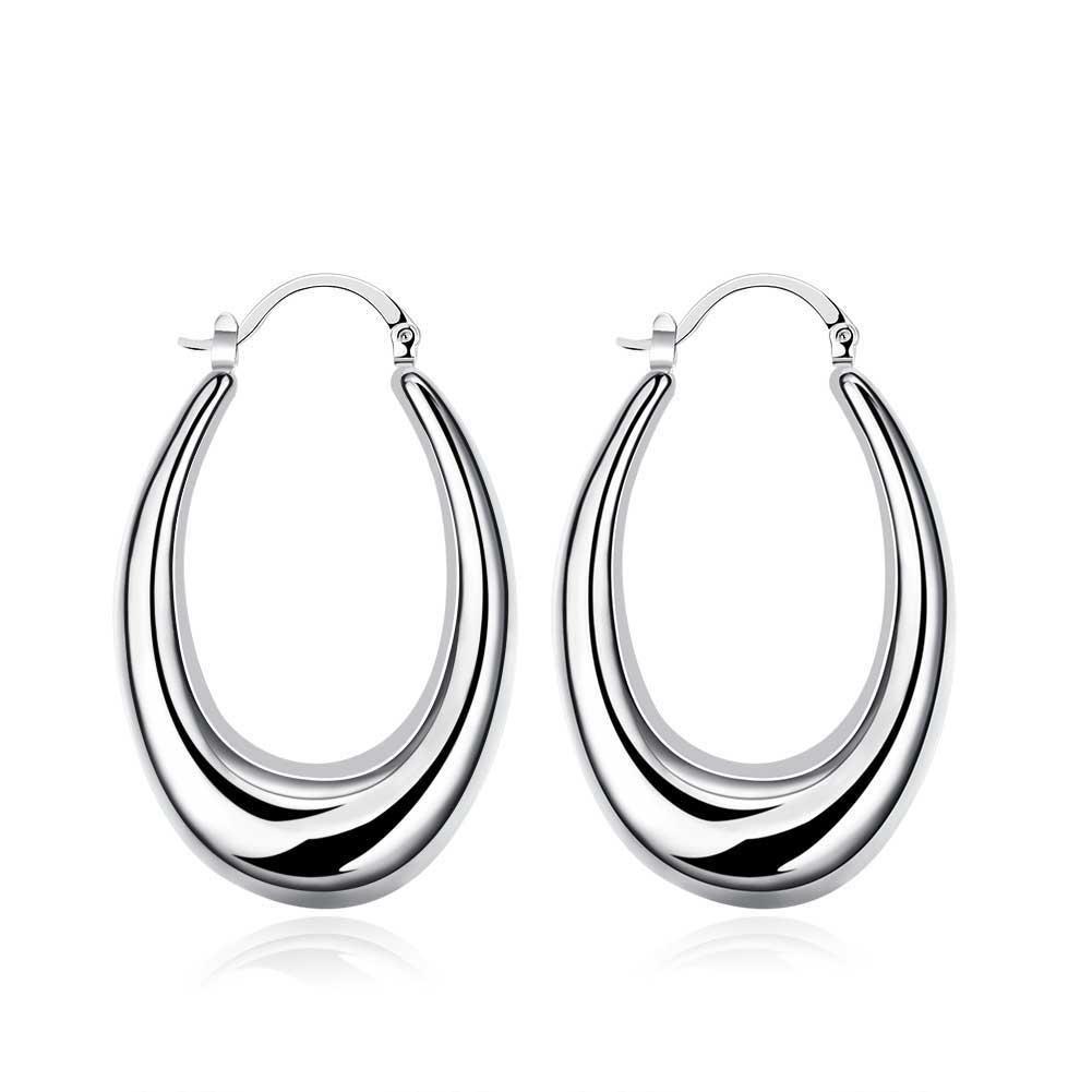 47mm Thick Cut Hoop Earring in 18K White Gold Plated